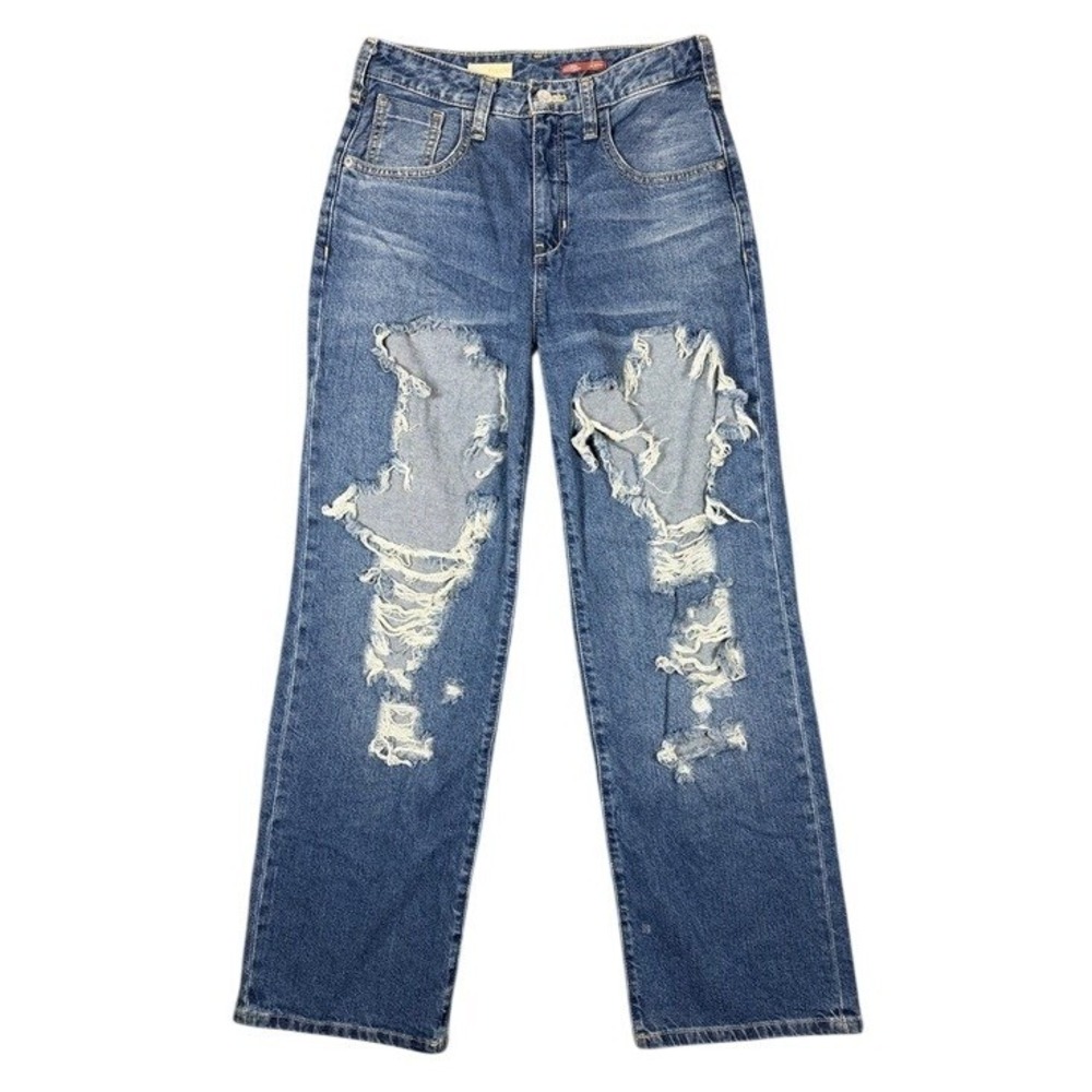 Pilcro the Letterpress Distressed‎ Straight Leg Jeans Blue 24 Petite 100% Cotton